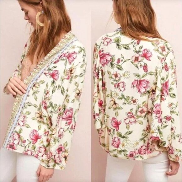Anthropologie Akemi + Kin Idalia Kimono One Size Floral Dolman Bohemian Boho - Picture 1 of 13